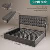 imageYITAHOME King Size Bed Frame with 3 Storage Drawers and RGB LED Lights Velvet Upholstered Bed with Charging Station and Storage Headboard No Box Spring Needed Easy Assembly NoiseFree GreyGrey