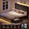 imageYITAHOME King Size Bed Frame with 3 Storage Drawers and RGB LED Lights Velvet Upholstered Bed with Charging Station and Storage Headboard No Box Spring Needed Easy Assembly NoiseFree GreyGrey