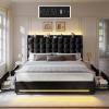 imageYITAHOME King Size Bed Frame with 3 Storage Drawers and RGB LED Lights Velvet Upholstered Bed with Charging Station and Storage Headboard No Box Spring Needed Easy Assembly NoiseFree GreyCharcoal Black