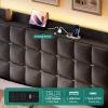 imageYITAHOME King Size Bed Frame with 3 Storage Drawers and RGB LED Lights Velvet Upholstered Bed with Charging Station and Storage Headboard No Box Spring Needed Easy Assembly NoiseFree GreyGrey