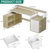 imageYITAHOME L Shaped Desk with 3 Drawers 65 Corner Computer Desk with Power Outlets amp LED Lights LShaped Desk with File Cabinet amp Printer Stand for Home Office White amp OakWhite  Oak