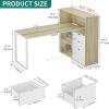 imageYITAHOME L Shaped Desk with Power Outlets 55 Computer Desk with Drawers amp Bookshelf Home Office Desk with LED Lights Corner Desk with File Cabinet WhiteWhite  Oak