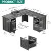 imageYITAHOME L Shaped Desk with Power Outlets 60 Inch Computer Desk Corner Desk with File Drawer Home Office Desk with Monitor Stand amp Storage Shelves LShaped Desk with File Cabinet BlackGrey