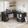 imageYITAHOME L Shaped Desk with Power Outlets 60 Inch Computer Desk Corner Desk with File Drawer Home Office Desk with Monitor Stand amp Storage Shelves LShaped Desk with File Cabinet BlackBlack