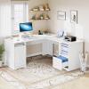 imageYITAHOME L Shaped Desk with Power Outlets 60 Inch Computer Desk Corner Desk with File Drawer Home Office Desk with Monitor Stand amp Storage Shelves LShaped Desk with File Cabinet BlackWhite