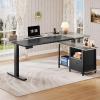 imageYITAHOME L Shaped Standing Desk with Power Outlets 701 Electric Standing Desk Adjustable Height Sit Stand Corner Standing Desks Executive Desk with Drawers amp Shelves Grey  BlackGrey  Black