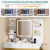 imageYITAHOME Makeup Vanity Desk Set with Mirror and Lights amp Power Outlets Makeup Table with 3 Adjustable Lighting Modes Vanity Set with Open Shelves and Hidden Storage Stool for Bedroom WhiteMilk White