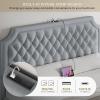 imageYITAHOME Queen Bed Frame with Bookcase Headboard and 4 Storage Drawers RGB LED Bed Frame with USB Charging Station Storage Headboard Bed No Box Spring Needed Noise Free Antique WhiteGrey
