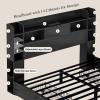 imageYITAHOME Queen Bed Frame with Bookcase Headboard and 4 Storage Drawers RGB LED Bed Frame with USB Charging Station Storage Headboard Bed No Box Spring Needed Noise Free Antique WhiteBlack