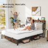 imageYITAHOME Queen Size Bed Frame Storage Headboard Bed with Charging Station Upholstered Platform Bed Frame with USB Ports No Box Spring Needed Under Bed Storage Easy Assembly Rustic Brown