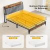 imageYITAHOME Queen Size Bed Frame Storage Headboard Bed with Charging Station Upholstered Platform Bed Frame with USB Ports No Box Spring Needed Under Bed Storage Easy Assembly Rustic Brown