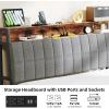 imageYITAHOME Queen Size Bed Frame Storage Headboard Bed with Charging Station Upholstered Platform Bed Frame with USB Ports No Box Spring Needed Under Bed Storage Easy Assembly Rustic Brown