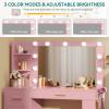 imageYITAHOME Vanity Desk with Mirror amp Lights Makeup Vanity Table Set with Power Outlet 4 Drawers 6 Open Shelves Above and 3 Adjustable Shelves Below 3 Lighting Modes Dressing Table PinkPink