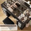 imageYITAHOME Vanity Desk with Mirror and Lights Makeup Vanity Set with Glass Top amp 10Drawer Charging Station Dressing Table with Storage Chair amp 3Color Brightness Adjustable Lighting Ink BlackInk Black