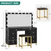 imageYITAHOME Vanity Desk with Mirror and Lights Makeup Vanity Set with Glass Top amp 10Drawer Charging Station Dressing Table with Storage Chair amp 3Color Brightness Adjustable Lighting Ink BlackDark Black
