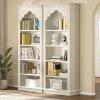 imageYITAHOME Vintage 724 Tall Bookshelf 5Tier Arched Bookcase with Storage Roman Columns and Classical Carved Design Open Display Rack with Adjustable Shelves for Living Room and Home Office WhiteSquare Top with Shelves