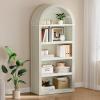 imageYITAHOME Vintage 724 Tall Bookshelf 5Tier Arched Bookcase with Storage Roman Columns and Classical Carved Design Open Display Rack with Adjustable Shelves for Living Room and Home Office WhiteModern