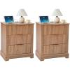 imageYITAHOME 2PCS Fluted Side Table with Drawer amp Charging Station Nightstands Set of 2 End Table for Bedroom or Living Room Oak Color