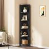imageYITAHOME 5Tier Corner Shelf 708 Tall Modern Free Standing Corner Bookshelf 5 Shelf Display Corner Bookcase and BookshelvesWooden Open Storage Book Shelves for Living Room Home Office BlackBlack
