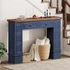 imageYITAHOME Farmhouse Console Table for Entryway with Storage Narrow Long Sofa Table Furniture with Nontip Kit Behind Couch Table for Hallway Living Room amp Bedroom Off White amp WalnutNavy Blue  Walnut