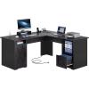 imageYITAHOME L Shaped Desk with Power Outlets 60 Inch Computer Desk Corner Desk with File Drawer Home Office Desk with Monitor Stand amp Storage Shelves LShaped Desk with File Cabinet BlackBlack