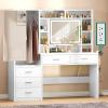 imageYITAHOME Vanity Desk with Mirror amp Lights 59 Large Makeup Vanity with Power Outlets and 5 Drawers 3 Lighting Modes Dressing Table