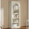 imageYITAHOME Vintage 724 Tall Bookshelf 5Tier Arched Bookcase with Storage Roman Columns and Classical Carved Design Open Display Rack with Adjustable Shelves for Living Room and Home Office WhiteSquare Top with Shelves