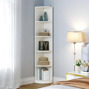 imageYITAHOME 5Tier Corner Shelf 708 Tall Modern Free Standing Corner Bookshelf 5 Shelf Display Corner Bookcase and BookshelvesWooden Open Storage Book Shelves for Living Room Home Office BlackWhite