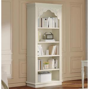 imageYITAHOME Vintage 724 Tall Bookshelf 5Tier Arched Bookcase with Storage Roman Columns and Classical Carved Design Open Display Rack with Adjustable Shelves for Living Room and Home Office WhiteSquare Top with Shelves