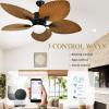 imageYITAHOME Tropical Ceiling Fan with Lights 3 Ways Control Dimmable 52 Inch Ceiling fan with Cleaner Duster Smart Ceiling Fan Compatible with Alexa for Living Room Dining RoomBrown