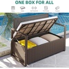 image:imageYITAHOME Outdoor Storage Bench 70 Gallon PE Rattan Patio Storage Bench wHandles and Soft CushionOutdoor Storage Box for Patio Yard Lawn GardenBrown