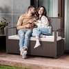 image:imageYITAHOME Outdoor Storage Bench 70 Gallon PE Rattan Patio Storage Bench wHandles and Soft CushionOutdoor Storage Box for Patio Yard Lawn GardenBrown