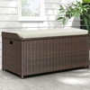 image:imageYITAHOME Outdoor Storage Bench 70 Gallon PE Rattan Patio Storage Bench wHandles and Soft CushionOutdoor Storage Box for Patio Yard Lawn GardenBrownbeige