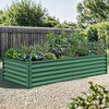image:imageYITAHOME 144x48x12 in Galvanized Raised Garden Bed Kit Large Metal Planter Box with Gloves Safety Rubber amp Support Rod Outdoor Flower Bed for Plants Vegetables BlackGreen