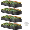 image:imageYITAHOME 144x48x12 in Galvanized Raised Garden Bed Kit Large Metal Planter Box with Gloves Safety Rubber amp Support Rod Outdoor Flower Bed for Plants Vegetables BlackBlack