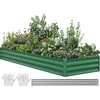 image:imageYITAHOME 144x48x12 in Galvanized Raised Garden Bed Kit Large Metal Planter Box with Gloves Safety Rubber amp Support Rod Outdoor Flower Bed for Plants Vegetables BlackGreen
