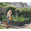 image:imageYITAHOME 144x48x12 in Galvanized Raised Garden Bed Kit Large Metal Planter Box with Gloves Safety Rubber amp Support Rod Outdoor Flower Bed for Plants Vegetables BlackBlack