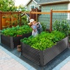image:imageYITAHOME 144x48x12 in Galvanized Raised Garden Bed Kit Large Metal Planter Box with Gloves Safety Rubber amp Support Rod Outdoor Flower Bed for Plants Vegetables BlackBlack