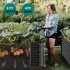 image:imageYITAHOME 144x48x12 in Galvanized Raised Garden Bed Kit Large Metal Planter Box with Gloves Safety Rubber amp Support Rod Outdoor Flower Bed for Plants Vegetables BlackBlack
