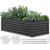 image:imageYITAHOME 144x48x12 in Galvanized Raised Garden Bed Kit Large Metal Planter Box with Gloves Safety Rubber amp Support Rod Outdoor Flower Bed for Plants Vegetables BlackBlack
