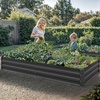 image:imageYITAHOME 144x48x12 in Galvanized Raised Garden Bed Kit Large Metal Planter Box with Gloves Safety Rubber amp Support Rod Outdoor Flower Bed for Plants Vegetables BlackBlack