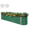 image:imageYITAHOME 144x48x12 in Galvanized Raised Garden Bed Kit Large Metal Planter Box with Gloves Safety Rubber amp Support Rod Outdoor Flower Bed for Plants Vegetables BlackGreen