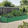 image:imageYITAHOME 144x48x12 in Galvanized Raised Garden Bed Kit Large Metal Planter Box with Gloves Safety Rubber amp Support Rod Outdoor Flower Bed for Plants Vegetables BlackGreen