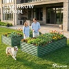 image:imageYITAHOME 144x48x12 in Galvanized Raised Garden Bed Kit Large Metal Planter Box with Gloves Safety Rubber amp Support Rod Outdoor Flower Bed for Plants Vegetables BlackGreen