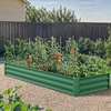image:imageYITAHOME 144x48x12 in Galvanized Raised Garden Bed Kit Large Metal Planter Box with Gloves Safety Rubber amp Support Rod Outdoor Flower Bed for Plants Vegetables BlackGreen