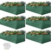 image:imageYITAHOME 144x48x12 in Galvanized Raised Garden Bed Kit Large Metal Planter Box with Gloves Safety Rubber amp Support Rod Outdoor Flower Bed for Plants Vegetables BlackGreen