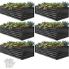 image:imageYITAHOME 144x48x12 in Galvanized Raised Garden Bed Kit Large Metal Planter Box with Gloves Safety Rubber amp Support Rod Outdoor Flower Bed for Plants Vegetables BlackBlack