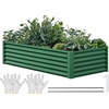 image:imageYITAHOME 144x48x12 in Galvanized Raised Garden Bed Kit Large Metal Planter Box with Gloves Safety Rubber amp Support Rod Outdoor Flower Bed for Plants Vegetables BlackGreen