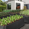 image:imageYITAHOME 144x48x12 in Galvanized Raised Garden Bed Kit Large Metal Planter Box with Gloves Safety Rubber amp Support Rod Outdoor Flower Bed for Plants Vegetables BlackBlack