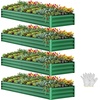 image:imageYITAHOME 144x48x12 in Galvanized Raised Garden Bed Kit Large Metal Planter Box with Gloves Safety Rubber amp Support Rod Outdoor Flower Bed for Plants Vegetables BlackGreen